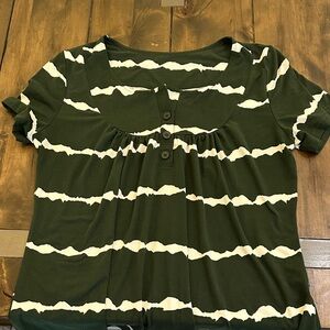 Green and White Women's Top